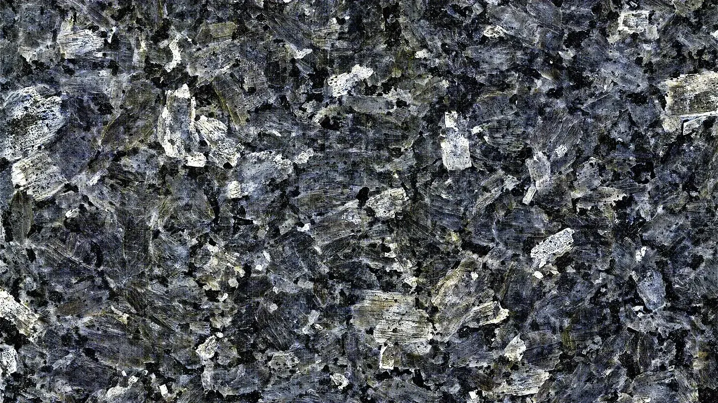 Close-up of a blue pearl granite slab